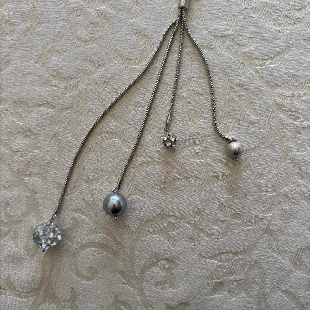 Lia Sophia Silver Necklace with Grey and silver Accents